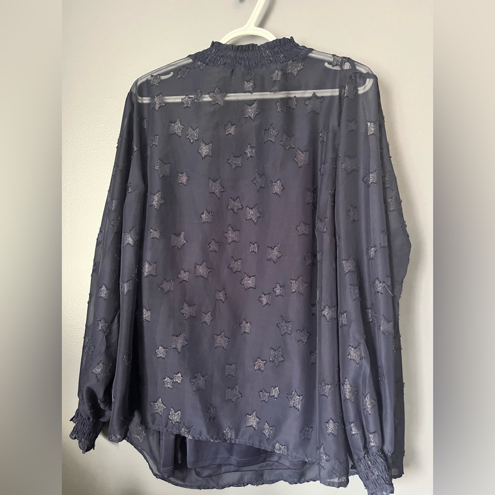 Torrid Navy Star Embroidered Blouse